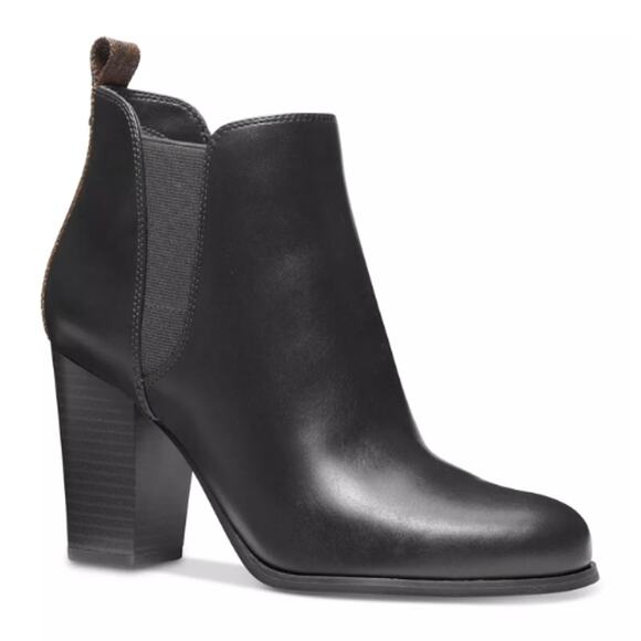 Michael Kors Evaline Heeled Booties Black MK Logo Print Back New Size 6 - Picture 1 of 5